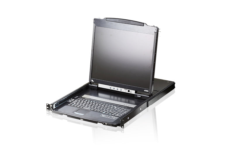 Aten Rackmount Dual Rail LCD Console VGA PS/2-USB w/ 19' LCD Display, 1x Custom KVM Cable Included, 1280x1024@75hz Display, LED Illumination Aten Rackmount Dual Rail LCD Console VGA PS/2-USB w/ 19' LCD Display, 1x Custom KVM Cable Included, 1280x1024@75hz Display, LED Illumination